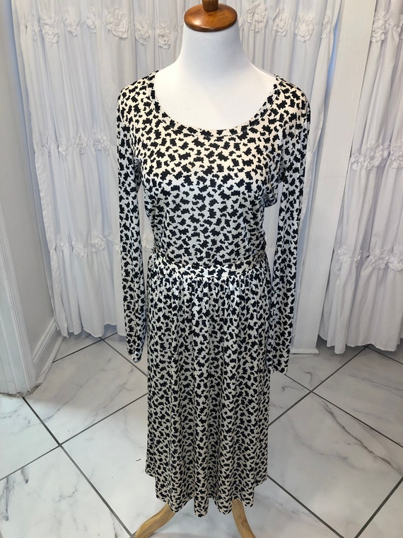 Halston V vintage dog print skirt set