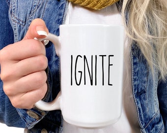 Rae Dunn Inspired | Word of Year Mug | Choose Your Own Word | 15 oz Coffee Mug | Coffee Cup | Teacher Mug | Friend Gift | 11 Ounce Mug