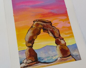 Arches national park original gouache painting