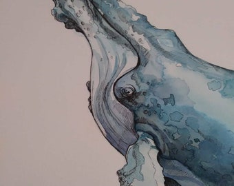 Humpback whale original watercolor art