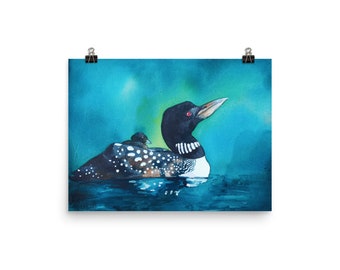 Loon watercolor print poster