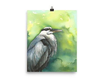 Great blue heron watercolor print