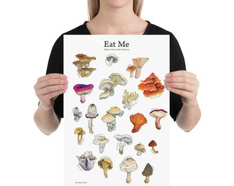 Mushroom poster edibles of the pacific northwest