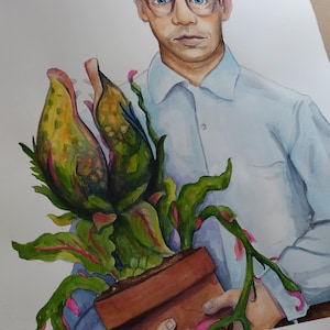 Feed Me original little shop of horrors watercolor illustration