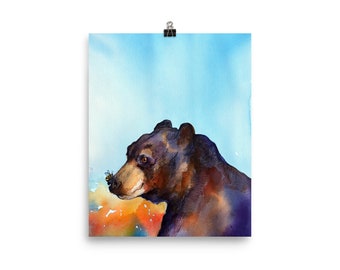 Black bear watercolor art print