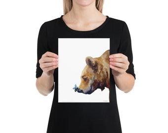 Bear and bee watercolor print