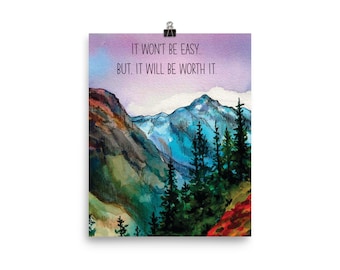 Motivational poster northern cascades watercolor art print