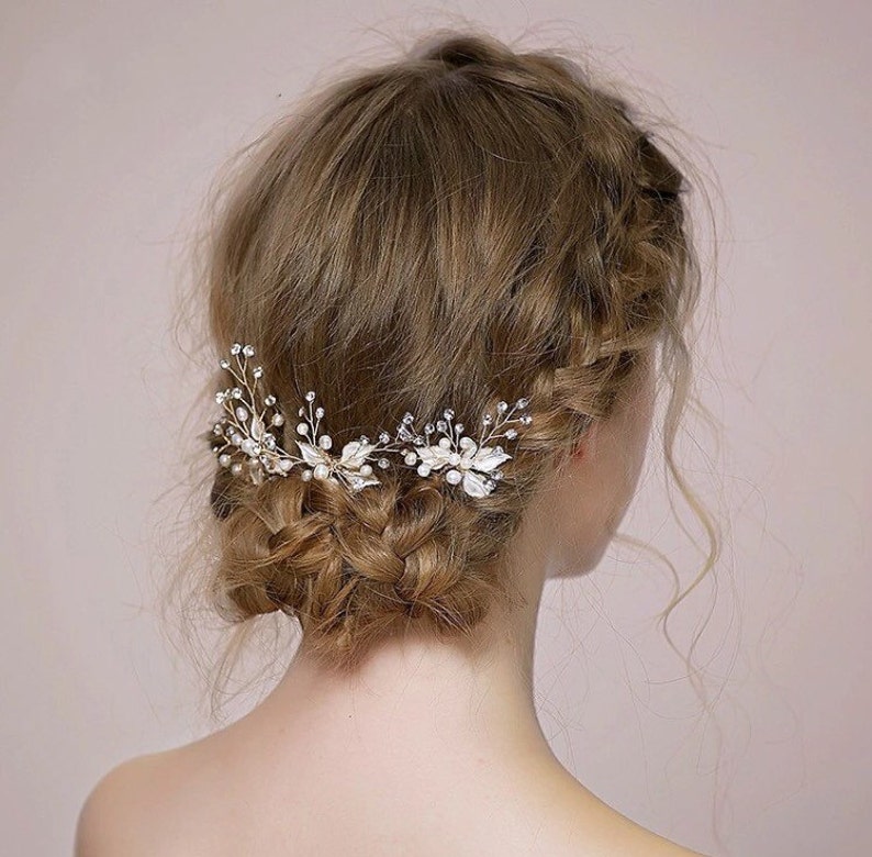 silver flower hair pins