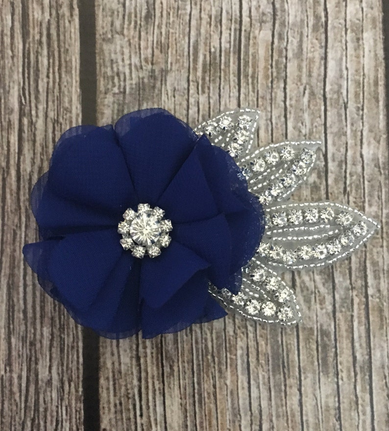 vintage hair clip rhinestone hair clip floral hair clip Royal blue hair clip flower hair clip wedding hair clip