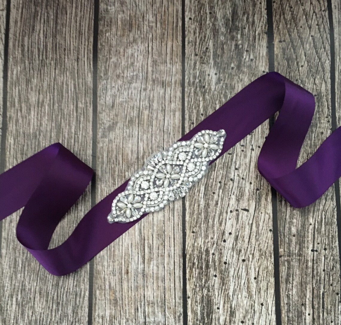 Purple Wedding Sash Rhinestone Wedding Sash All White Sash Etsy Canada