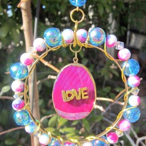 Love - Pink Agate - Sun Catcher - #3616