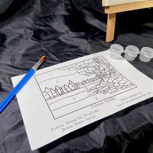 Ontario Lakes Paint By Number Kit for Kids and Adults Acrylic Paint with Burned Lines on Wooden Plank image 4
