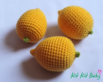 Ready to ship-Crochet lemon - Crochet toy - Teething Toy - Pretend food