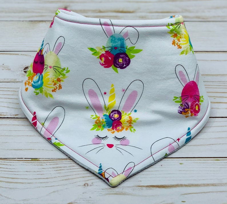 Gift Drool Bib Bandana Style Bib Easter Bunny Unicorn Bandana Baby Bib Easter Custom Baby Gift Bespoke Baby Shower Gift