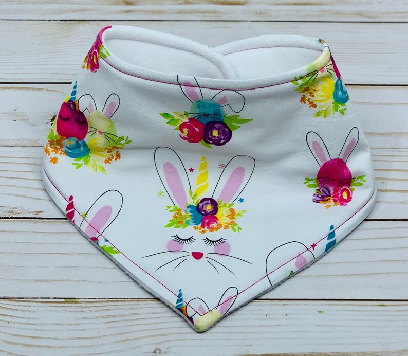 Gift Drool Bib Bandana Style Bib Easter Bunny Unicorn Bandana Baby Bib Easter Custom Baby Gift Bespoke Baby Shower Gift