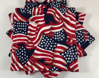 Patriotic Flag Fabric Coaster Set, Patriotic, American Flag, Coasters, Hostess Gift, Fabric Coaster Set, Coaster Set, Fabric Coasters, Gift