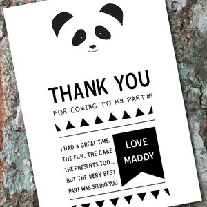 Panda gracias a tarjeta - blanco y negro - monocromo fiesta imprimible