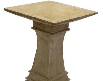 Solid Rock Stoneworks Square Pedestal Birdbath- 24" Tall- Buff