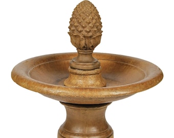 Solid Rock Stoneworks Plain Pineapple Concrete Fountain- 39" Tall