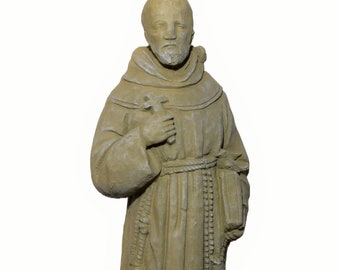 Solid Rock Stoneworks St Francis with bird- 25in Tall- Desert Sand