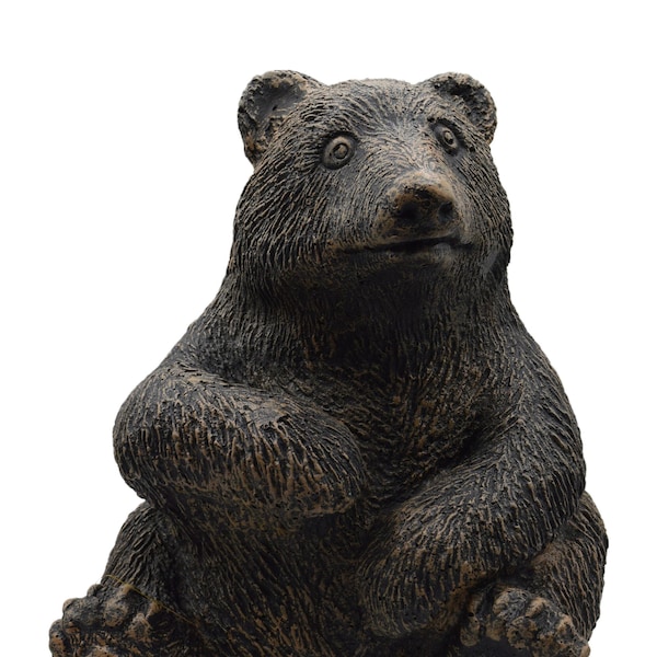 Solid Rock Stoneworks Sitting Bear Cub- 12in Tall- Autumn Brown