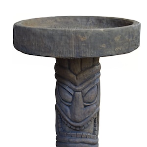 Solid Rock Stoneworks Tiki Birdbath- 20in Talll- espresso