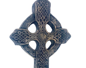 Solid Rock Stoneworks Cross on Base- 16in Tall- Autumn Brown