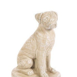 Solid Rock Stoneworks Boxer Dog- 13in Tall- Desert Sand