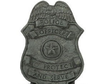 Solid Rock Stoneworks Police Badge- 17in Tall- Indigo