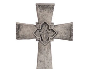 Solid Rock Stoneworks Cross of Jesus- 20in Tall- PreAged