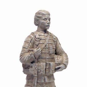 Solid Rock Stonewors Female Soldier- 24in Tall- Desert Sand Brown