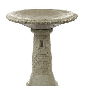 Solid Rock Stoneworks Lighthouse Birdbath- 21in Tall- Cypress