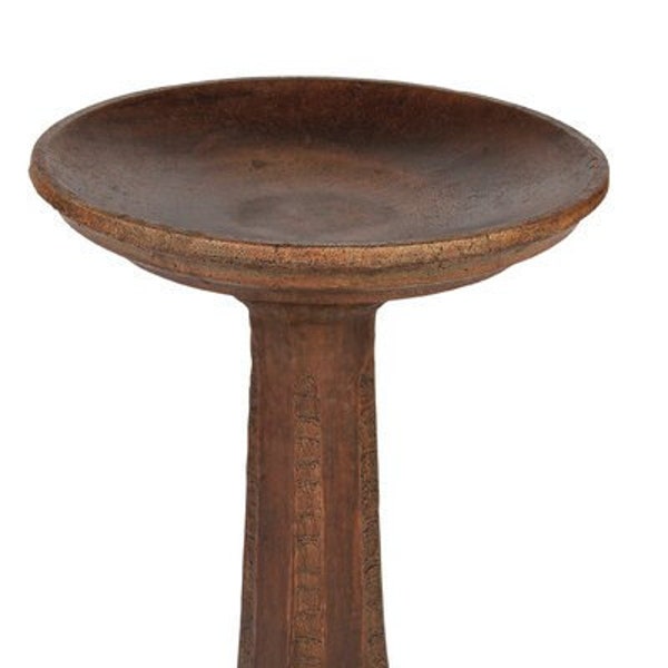 Solid Rock Stoneworks Ocatgon Birdbath- 24in Tall- Walnut