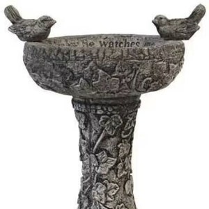 Solid Rock Stoneworks Eye on Sparrow Birdbath- 15&quot; Tall