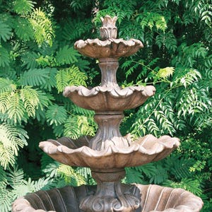 Solid Rock Stoneworks Extra Large Scroll Leaf Fountain- 84&quot; Tall