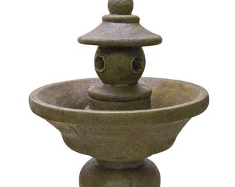 Solid Rock Stoneworks Pagoda Fountain- 45" Tall- Espresso