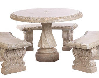 Solid Rock Stoneworks 4 Piece Round Concrete Table Set- Desert Sand