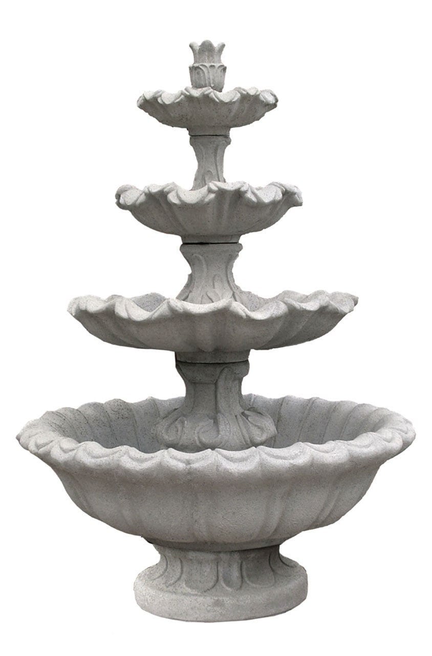 Solid Rock Stoneworks Extra Large Concrete Scroll Fountain- 72" Tall