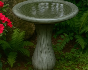 Solid Rock Stoneworks Spiral Birdbath- 29in Tall