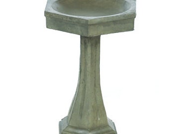Solid Rock Stoneworks Grace Birdbath- 24in Tall- Slate