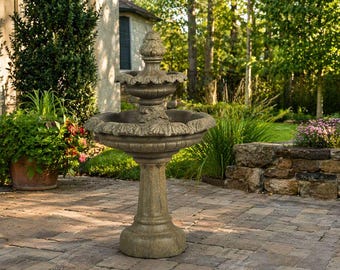 Solid Rock Stoneworks Falling Leaves Outdoor Fountain– Concrete Garden Water Fountain– Patio Fountain– Cast Stone Backyard Water Feature