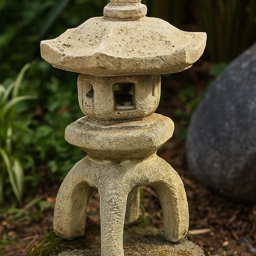 Solid Rock Stoneworks Japanese Stone Lantern, 2 Piece Concrete