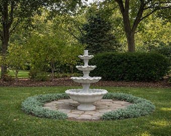 Solid Rock Stoneworks Extra Large Concrete Scroll Fountain- 72" Tall