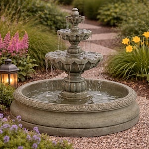 Solid Rock Steinmetz 3 Tier Cantera Basin Brunnen - 52 in Tall