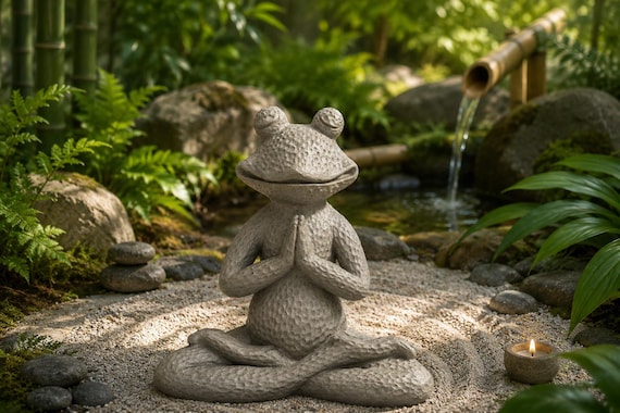 Solid Rock Stoneworks Yoga Frog- 14in Tall- Cypress - Etsy