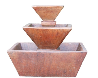 Solid Rock Stoneworks Tapered Concrete Fountain- 44" Tall- Walnut