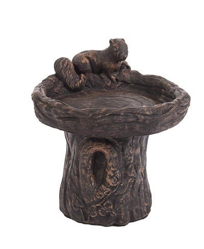 Solid Rock Stoneworks Stump / Single Eichhörnchen Vogeltränke - 18 in Tall - Autumn Brown