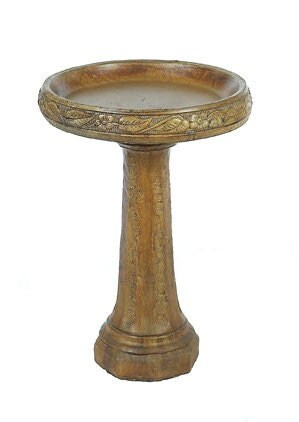Solid Rock Stoneworks Bountiful Birdbath- 27in Tall- Tobacco Rd