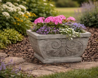 Solid Rock Stoneworks Normandy Jr Planter- 10in Tall- Pre Aged