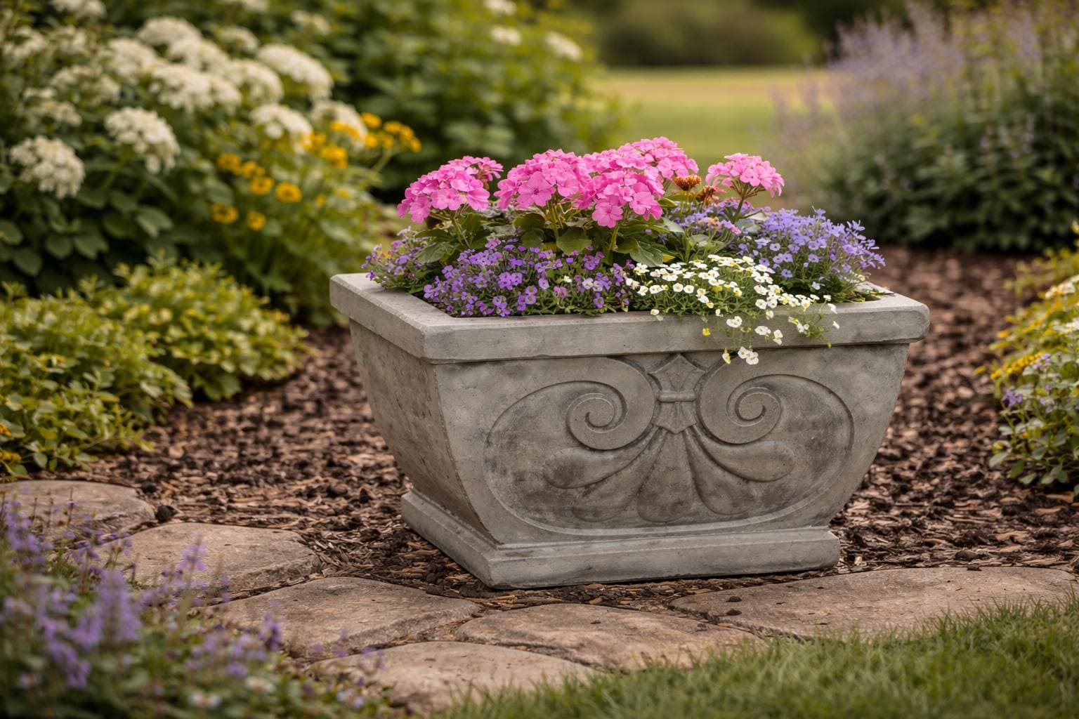 Large Vintage Cement Planter - Etsy